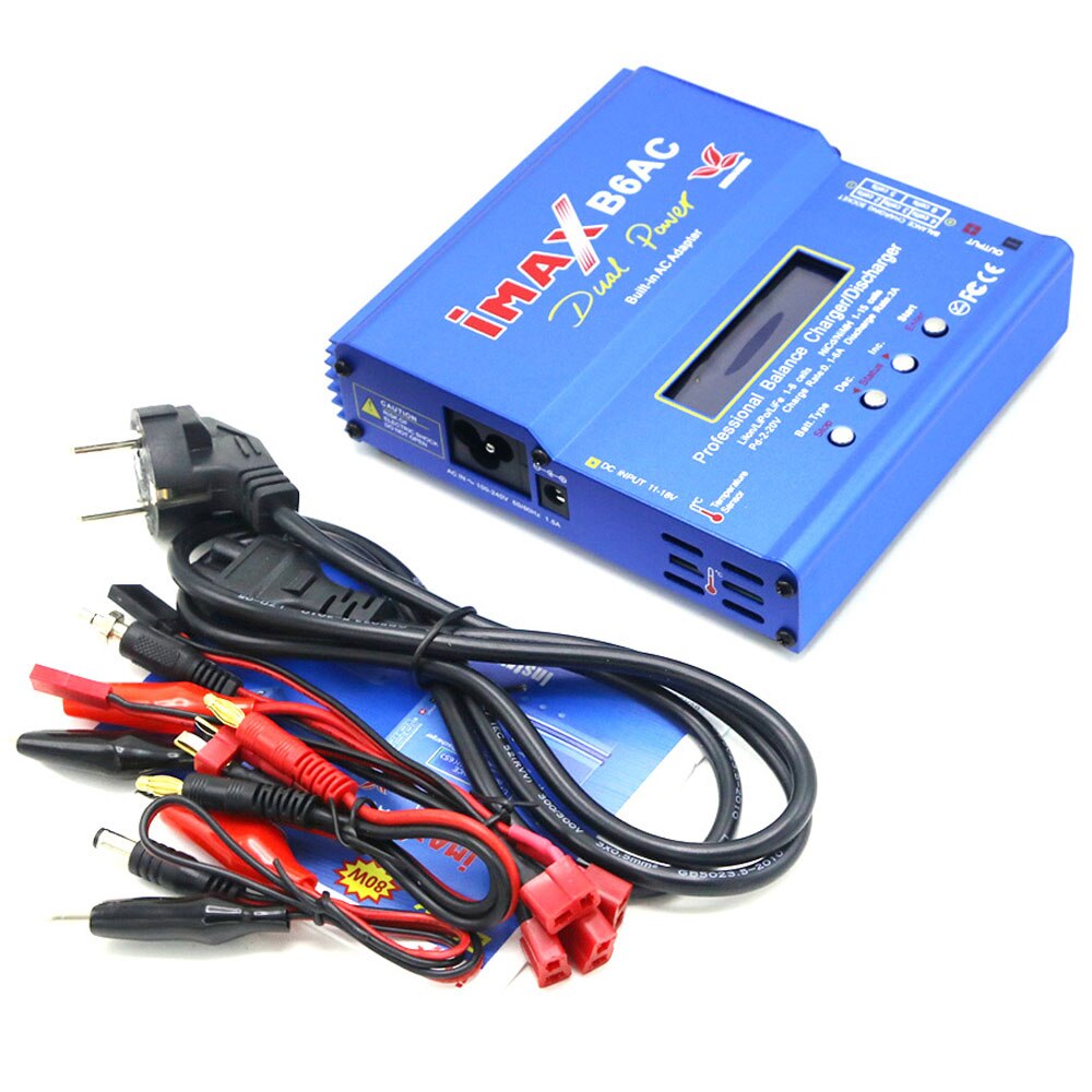  IMAX  B6AC Blue 80W Charger with T Plug Balance Lipo , NiMH, NiCd, and Lithium Battery charger