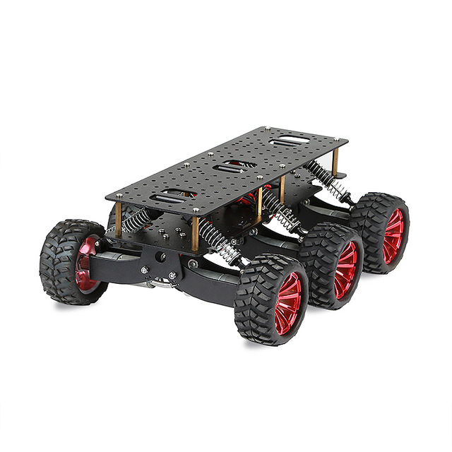 Black 6WD Search Rescue Platform Smart Car Chassis Damping Off-road Climbing WIFI Car