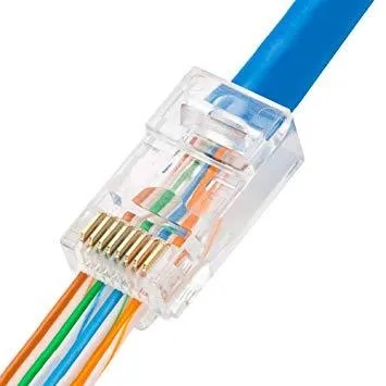 CAT6 CAT5E Pass Through RJ45 Modular Plug Network Connectors UTP 50u Gold-Plated 8P8C Crimp End