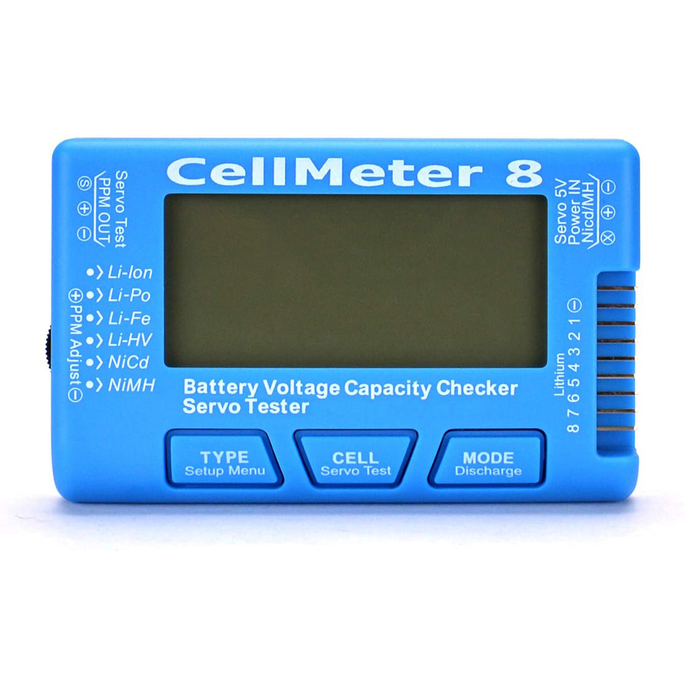 CellMeter 8 AOK 8S Digital Display Power LED Backlight Steering Engine Tester LiPo li-lon