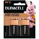 DURACELL Long Lasting Battery 9v, Pack of 2