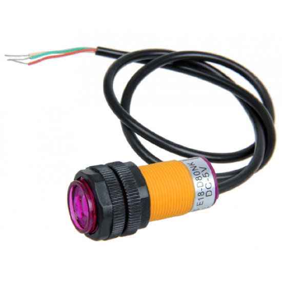 E18-D80NK 5V Adjustable Infrared Proximity Sensor Switch 3-80cm (sensor body is about 45mm)