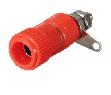 Female banana plug, 4 MM, RED