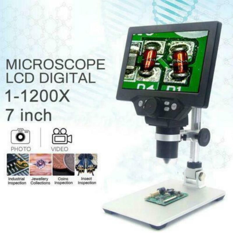 G1200 1200x 12MP Digital Electronic Microscope 7"LCD Display for PCB Motherboard Repaire UK Plug with Battery