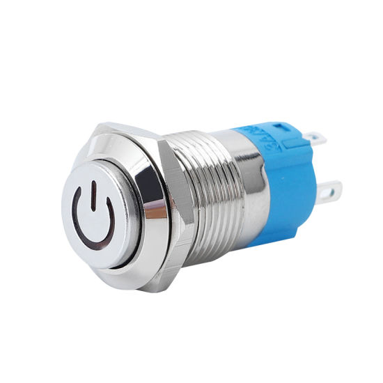 High Head 12MM 12-24V Waterproof Self-Locking Metal Push Button Switch with Red Led Light