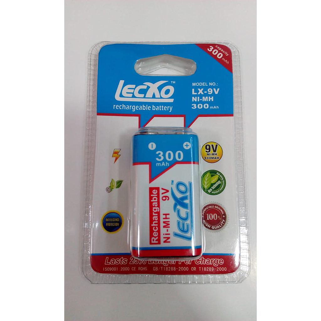 LECXO 9V VOLT - 300 mAH Rechargeable Battery