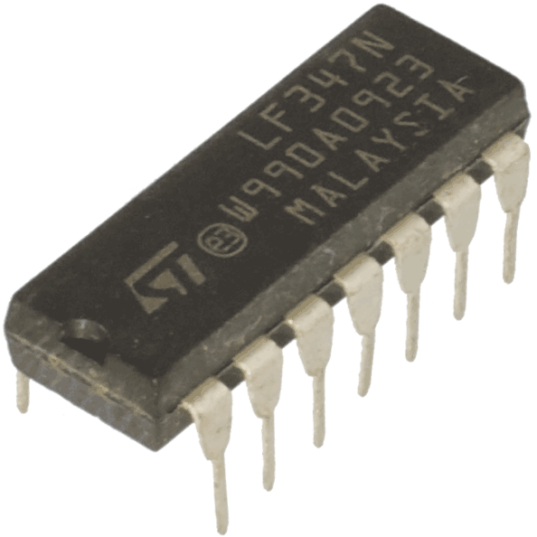 LF347N Quad J–FET operational amplifier