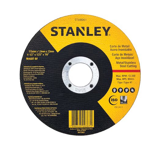 STANLEY  4.5" Cut Off Wheels For 4.5" Grinders - Aggressive Cutting For Metal & Stainless Steel -Pack of 5