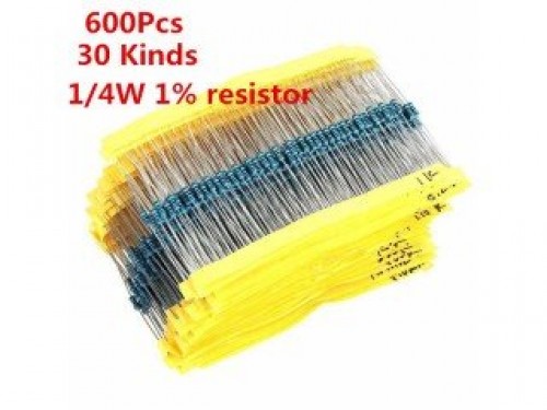 Metal Film Resistor Assortment Kit 600 Pcs 1/4W 1% 30 Kinds Each Value 