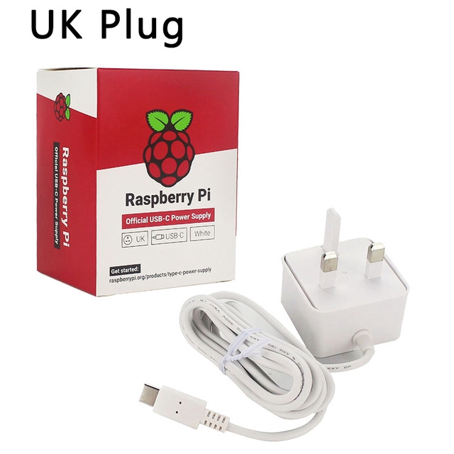 Original Raspberry PI 4B 5V 3A Type C Adapter Charger UK Plug