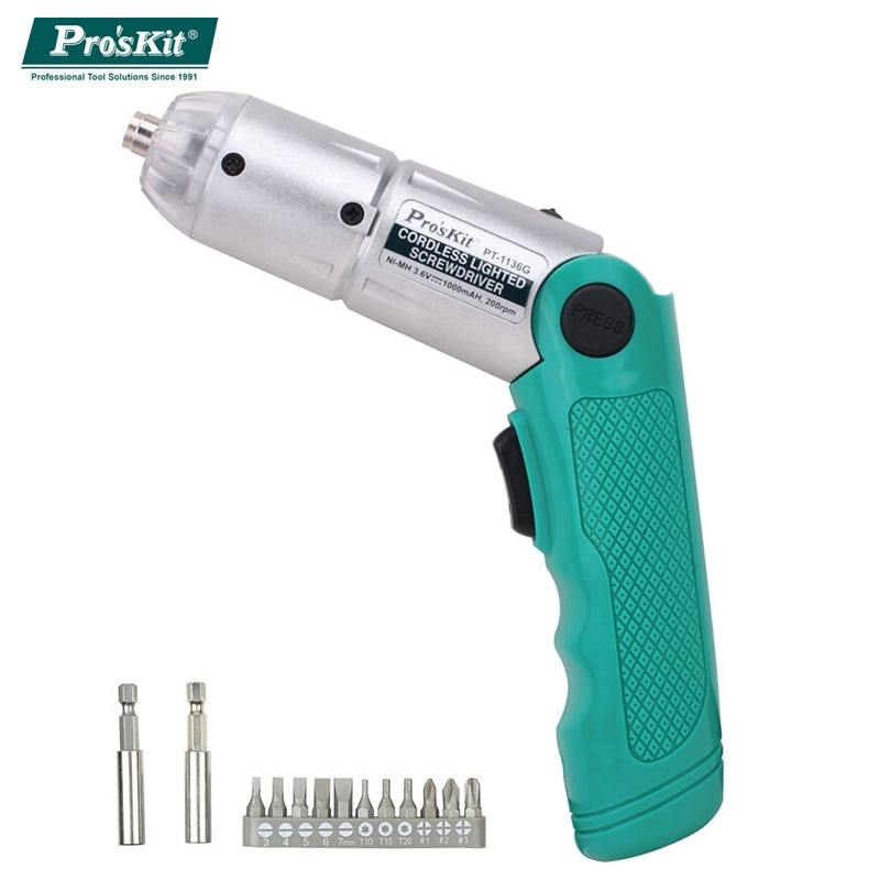 Pro'skit PT-1136F Cordless Lighted Screwdriver 3.6V