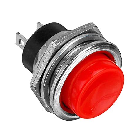 Red DS-212 16MM 2PIN Momentary Self-Reset OFF-ON Round Button Switch