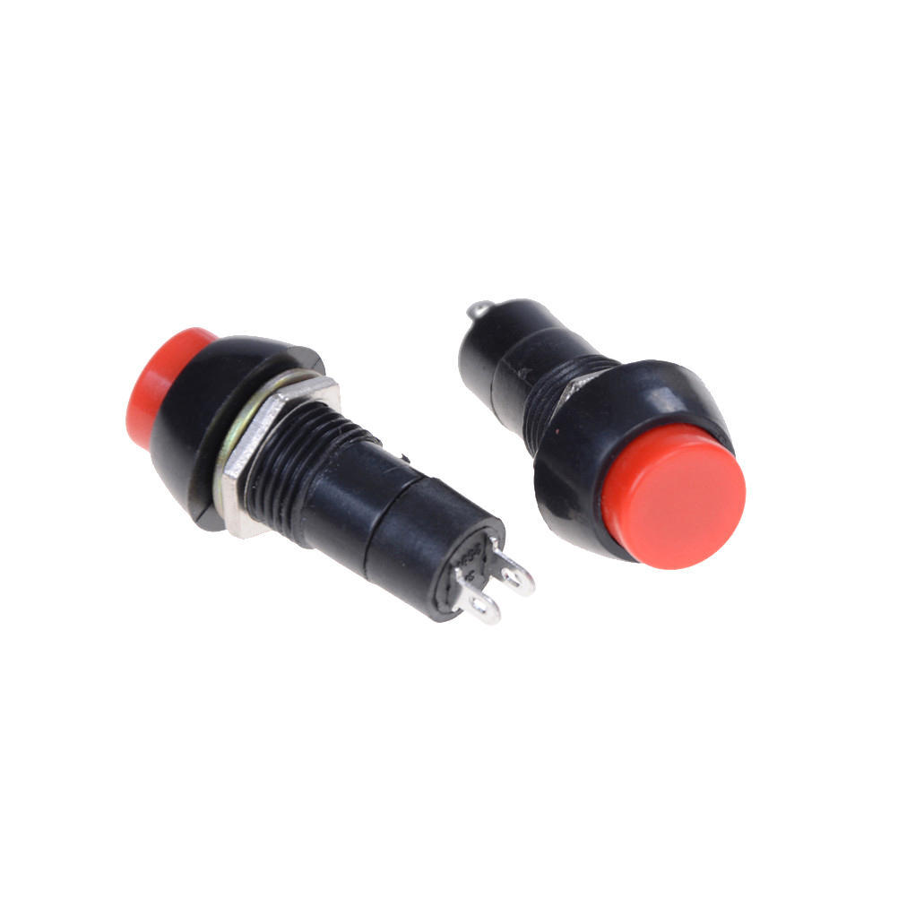 Red PBS-11A 12MM 2PIN Self-Locking Round Plastic Push Button Switch