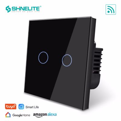 Tuya WiFi 2 Channels Touch Smart Switch Type 86 UK Plug Black 110V-240V