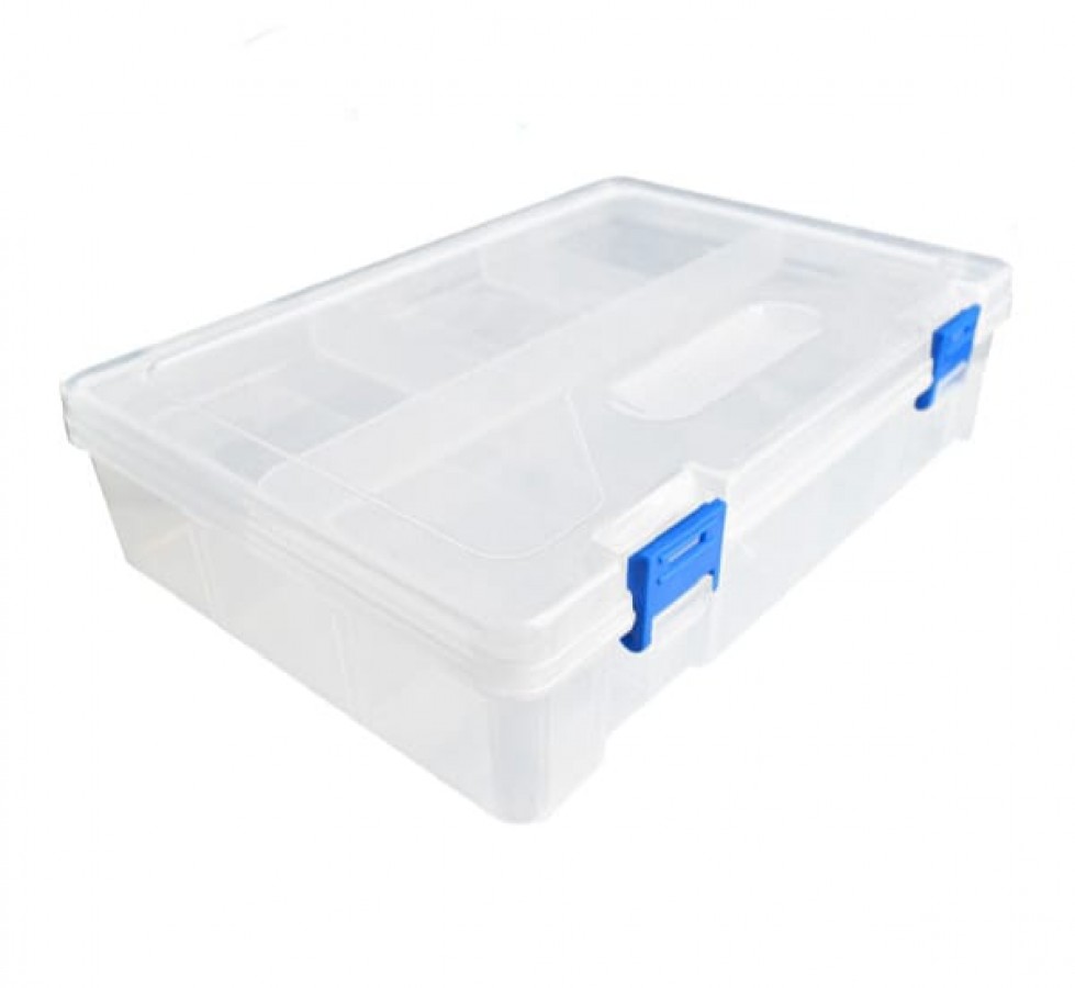 Two Layer Plastic Storage Box size 23.4*16.8*6.2cm