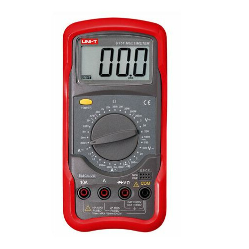 UNI-T UT51 True RMS Digital Multimeter Resistance Capacitance AC DC Current Voltage LCD Display Low Voltage Prompt