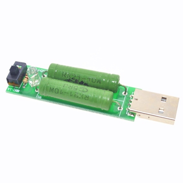 USB mini discharge load resistor 2A/1A With switch 1A Green led, 2A Red led