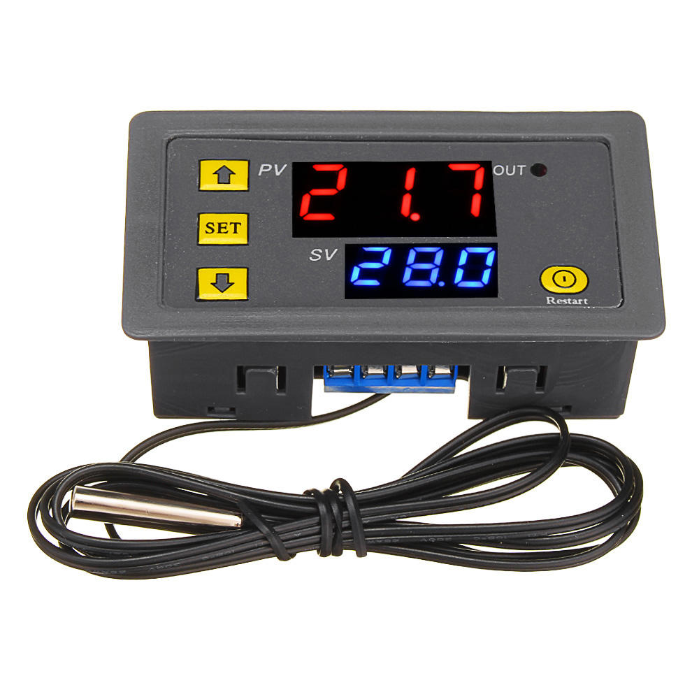 W3230 AC220V Digital Temperature Controller Microcomputer Thermostat Switch with 1m Cable 