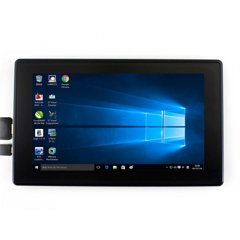 Waveshare 7 inch HDMI Display IPSToughened Glass Capacitive TouchScreen 1024x600 forRaspberryPi Black