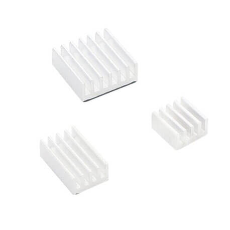 White 3 in 1 Heat Sink Set Aluminum for Raspberry Pi 4B 1pcs 14*14*6mm 1pcs 15*10*5mm 1pcs 8.8*8.8*5mm