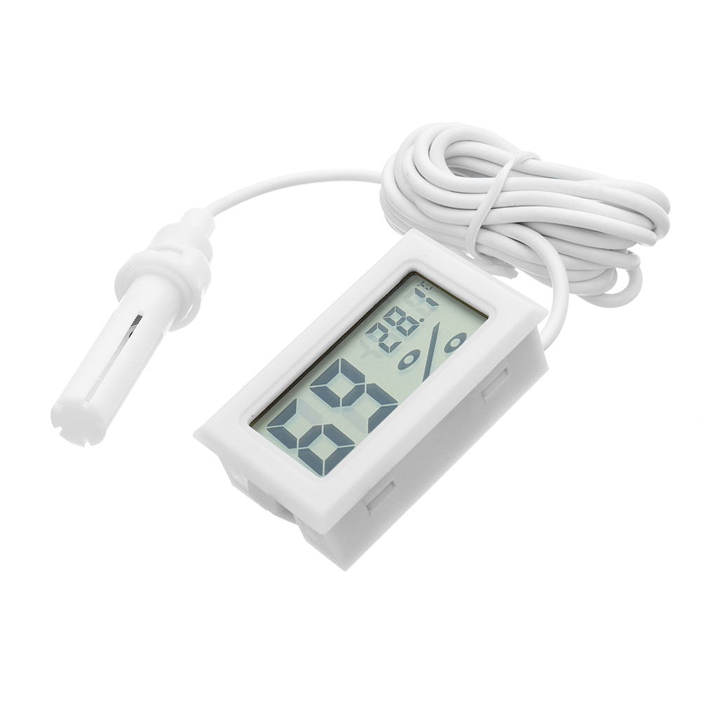 White FY-12 Mini LCD Digital Thermometer Hygrometer Fridge Freezer Tester Temperature Humidity Meter with 1.5 Meter Wire