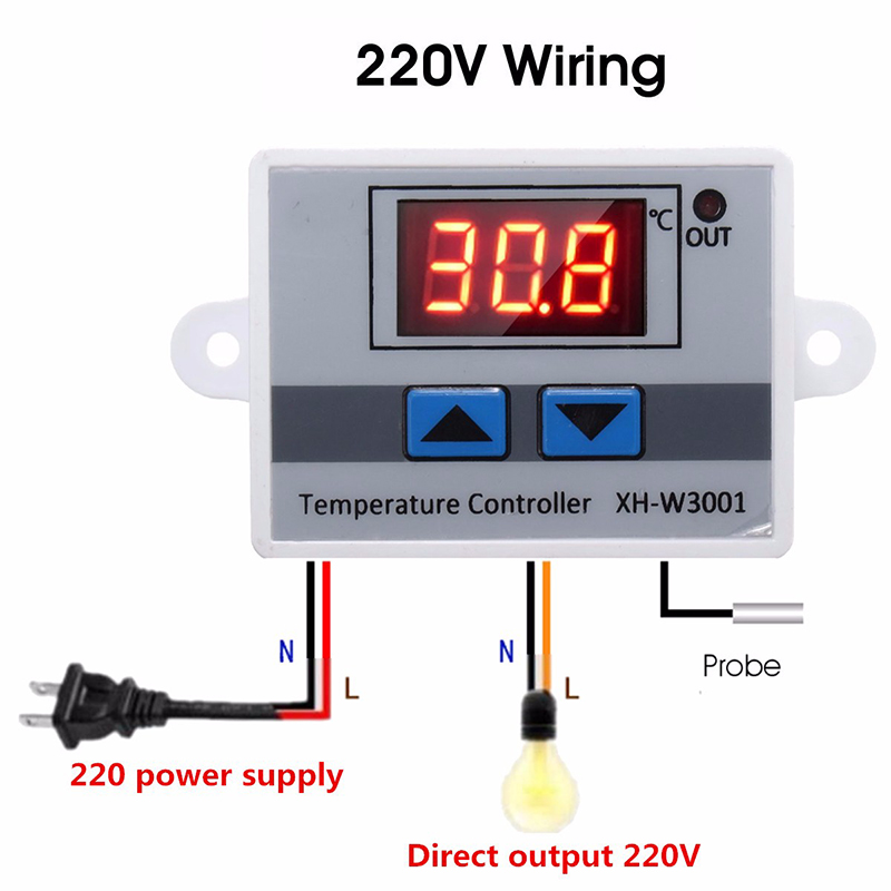 XH-W3001  220V 1500W Digital Temperature Controller  Thermostat Switch