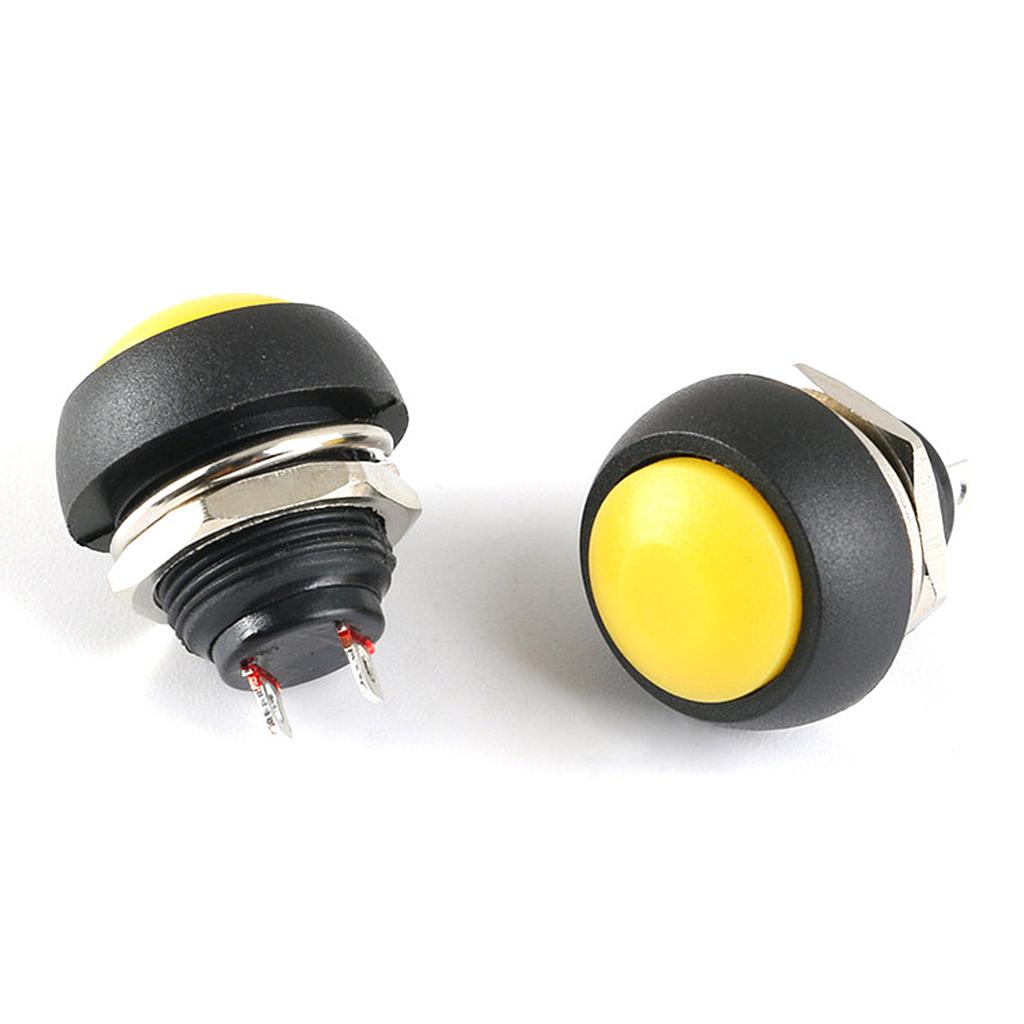 Yellow Waterproof PBS-33B 12MM 2PIN Self-Reset Mini Round Push Button