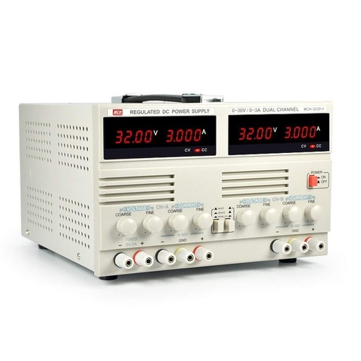 [IB221] MCH-303D-II Dual DC Regulated Power Supply 30V 3A Linear Adjustable Battery Charging Industry - High Stability for Lab Instrument (220V AC )