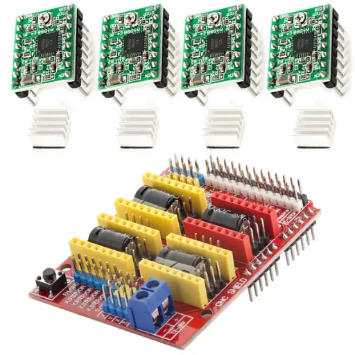 [AA153004] CNC Shield V3 Bundle with 4 pieces A4988 stepper driver  with heat sink for 3D printer compatible with Arduino