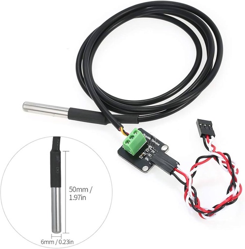 [AL043] DS18B20 Waterproof Digital Temperature Module with 1m Cable & Stainless Steel Probe for Arduino, 3.3V-5V, -50°C to 125°C