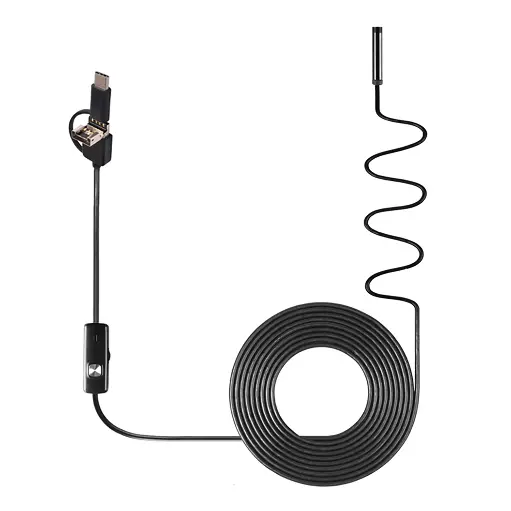 [AF281] 5M Semi-rigid Wire 720P 3.9mm Probe 3 in 1 Micro Type-C USB Waterproof IP67 6 LEDs Industrial Endoscope
