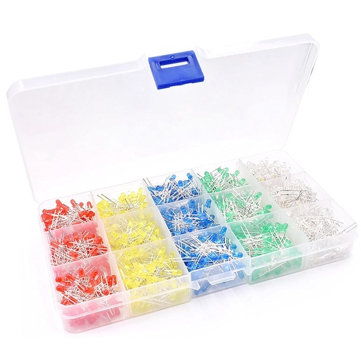 [AE174] 375PCS 5 Colors 3mm5mm Round Bright Light LED Assortment Kit