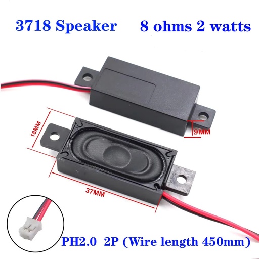 [AF505] 3718 Type Square Audio Speaker 8R 2Wwith 500mm 2P-2.0 Cable