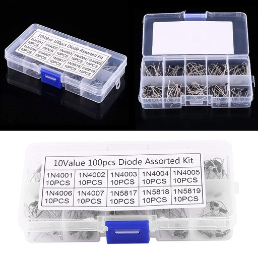 [AE180] 100pcs Diodes Box, 10 Values Rectifier Diode Assortment Electronic Kit 1N4001 1N4002 1N4003 1N4004 1N4005 1N4006 1N4007 1N5817 1N5818 1N5506 1N4007 1N5818 819
