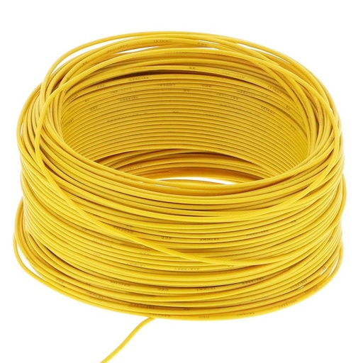 [CWCX0057-Roll]  Hookup Solid Core Wire 1/0.6m TC + PVC OD 1.25MM YELLOW - Roll of 100 M