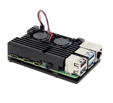 [RA503] Black Metal AluminumCase with Double Fans for Raspberry Pi 4B 