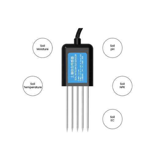 [AF326] RS485 5-Pin Soil Sensor – NPK, pH, Temperature, Humidity & EC (2M Cable)