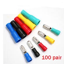 [AE095] 100Pair Insulated Female&Male Connector Wire Crimp Terminal Set: FRD/MPD2-156*5color（yellow blue green red black）*20pair(0.75- 2.5mm²)