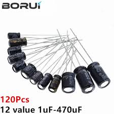 [AC108] 120pcs 12 value 1uF-470uF Electrolytic Capacitor Kit 1UF 2.2UF 3.3UF 4.7UF 10UF 22UF 33UF 47UF 100UF 220UF