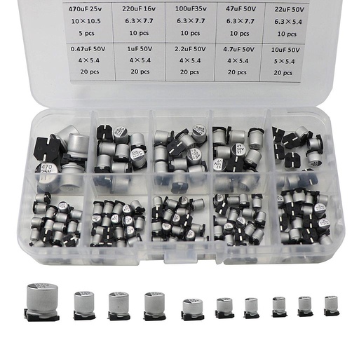 [AE252] 145PCS 0.47uf-470uf Aluminum Electrolytic Capacitor Kit