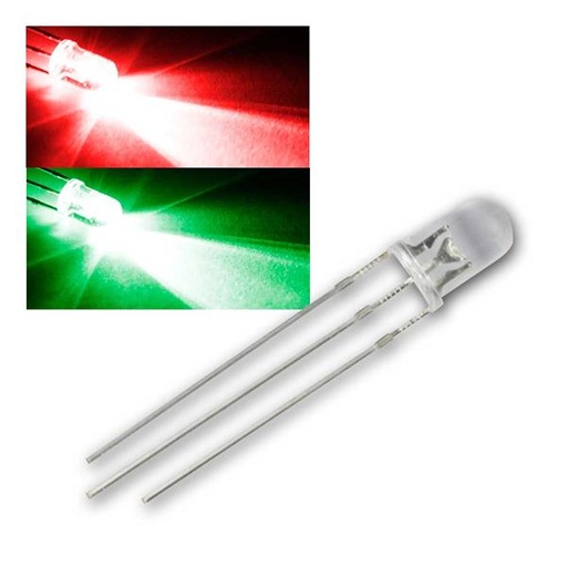 [LA069] 28mm Leg 5MM LED Water Clear Red+Pure Green CA (1pcs)  2V 20mA