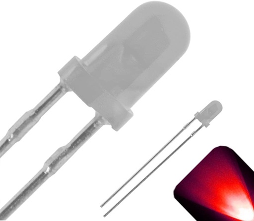 [ac548] 3mm Round Top with Frosted Lens LED - Red LED