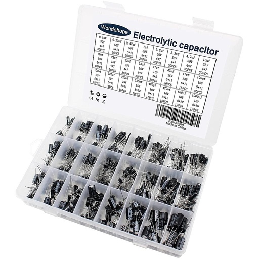 [AE242] 500PCS 0.1uf-1000uf Plug-in Electrolytic Capacitor Kit