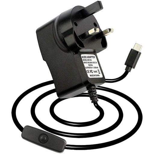 [RA533] 5V 3A Type C Power  Adapter  with ON/OFF Button UK Plug