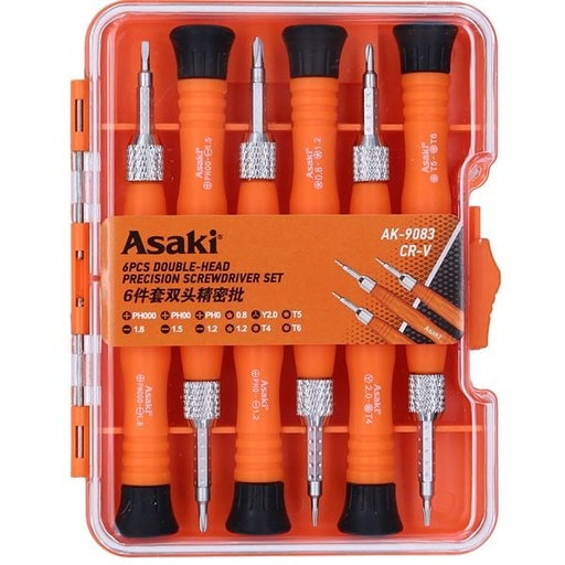 [AK-9083] Asaki Precision Screwdriver (Double-Head) (6Pcs/Set) AK-9083