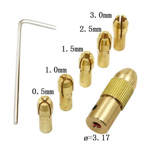 [NC358] 7pcs 3.17mm Mini Drill Chucks For Rotary Power Tools (0.5mm/1.0mm/1.5mm/2.5mm/3.0mm)