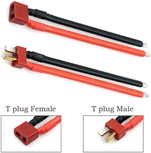 Dean's T Plug Pair (Female - Male) 10cm wire length