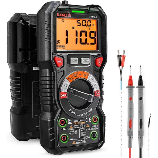 [IA068] HT118A Digital Multimeter True RMS Auto Range 1000V 10A AC/DC Amp Voltage Meter Capacitance Hz Tester Ohmmeter LCD 6000 Count