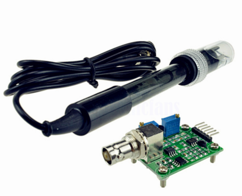 [PH 0-14] Liquid PH Value Detection Regulator Sensor Module Monitoring Control Board Meter Tester + BNC PH 0-14 Electrode Probe Controller