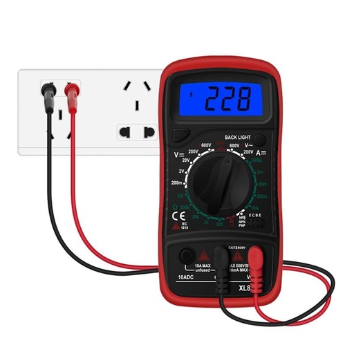 [IA046] Red XL830L Handheld Digital Multimeter, LCD Backlight Portable AC/DC Ammeter Voltmeter Ohm Voltage Tester Meter